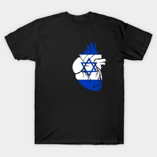 Anatomical heart design, Israel flag T-Shirt